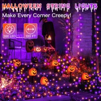 Ollny Halloween Lights Outdoor 300 Led 100Ft Orange And Purple Halloween Decorations With 8 Modes Timer Plug In Halloween Stri