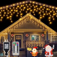 Ollny Icicle Lights Outdoor 486Led 40Ft, Warm White Christmas Light With 8 Modes Timers Remote Waterproof, Plug In Connectable Fairy String Lights For Outside Indoor House