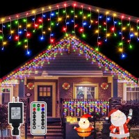 Ollny Icicle Lights Outdoor 486Led 40Ft, Multicolor Christmas Light With 8 Modes Timers Remote Waterproof, Plug In Connectable Fairy String Lights For Outside Indoor House