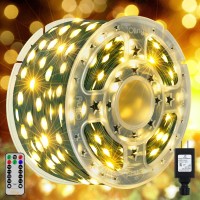 Ollny Christmas Lights, 198 Ft 600 Led Outdoor Waterproof Christmas Tree Lights With 8 Modes Remote Timer, Fairy Lights For House Yard Outside Indoor Xmas Decorations Warm White