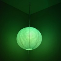 12 White Fine Line Premium Paper Lantern Pendant Cord Kit With Green Bulb S14