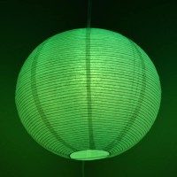 12 White Fine Line Premium Paper Lantern Pendant Cord Kit With Green Bulb S14