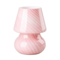 Coosa Mushroom Lamp Stepless Dimmable Glass Table Bedside Lamps Translucent Striped Small Night Lamps Mushroom Decor Light Fo