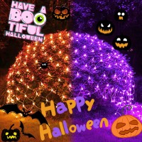 Jmexsuss Orange And Purple Halloween Net Lights Outdoor Waterproof 200 Led Connectable Color Changing Halloween Bush Lights Tra