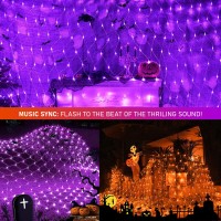 Jmexsuss Orange And Purple Halloween Net Lights Outdoor Waterproof 200 Led Connectable Color Changing Halloween Bush Lights Tra