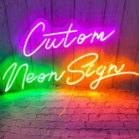 Hemoer Custom Neon Signs, Handmade Personalized Led Neon Signs With Dimmer For Wall Decor, Festival Gift, Party, Wedding, Bar D?Cor, Company Logo Signs Neon Light, 3 Row Text