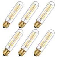 Tianshq 6 Pcs E26 T10 Led Tubular Light Bulbs, Daylight White Edison Bulb 4000K 8W Dimmable T10 Led Bulb For Pendant Lights, Lamps, Outdoor Long Light Bulbs (8W, 4000K)