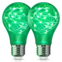 Doresshop Green Light Bulb, A19 Green Light Bulbs, Green Colored Light Bulb, E26 Base Ideal For Porch, Home Holiday Lighting, Halloween, Christmas, Party Wedding, Bar Decor Dimmable, 2 Pack