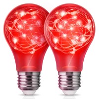 Doresshop Red Light Bulbs, Red Light Bulb, Red Light Bulbs For Sleep, A19 Red Led Light Bulb, E26 Base Porch Light, Party Light, Holiday Light For Halloween Christmas Decoration, 2 Pack