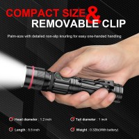 Wdtpro Rechargeable Flashlights (Battery Included), Led Tactical Flashlight With Clip, Portable Dual-Switch, 1500 High Lumen Super Bright Flashlight For Gift, Camping, Emergency