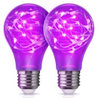 Doresshop Purple Light Bulbs, Purple Light Bulb, A19 Halloween Light Bulbs, Halloween Led Lights, E26 Base For Party, Porch, String Light, Holiday Halloween Christmas Decoration, 2 Pack