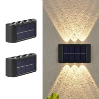 Enfudid 2 Pack Solar Wall Lights Up And Down Illuminate, Led Porch Light Outdoor Sunlight Sensor Lamp Ip65 Waterproof Modern Nordic Style Decor For Home Garden Porch Patio Decor (Warm White)