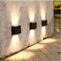 Enfudid 2 Pack Solar Wall Lights Up And Down Illuminate, Led Porch Light Outdoor Sunlight Sensor Lamp Ip65 Waterproof Modern Nordic Style Decor For Home Garden Porch Patio Decor (Warm White)