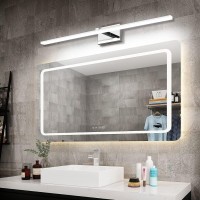 Zuzito Bathroom Light Fixture 40 Inch Stainless Steel Chrome Modern Led Dimmable Vanity Light Bar Above Mirror 6000K