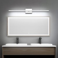 Zuzito Bathroom Light Fixture 40 Inch Stainless Steel Chrome Modern Led Dimmable Vanity Light Bar Above Mirror 6000K