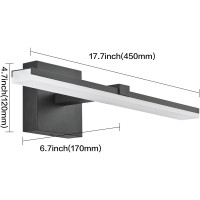 Zuzito 18In Black Bathroom Vanity Lights Modern Led Bathroom Light Fixtures Dimmable Vanity Light Acrylic Bath Wall Mount Lighting Fixture Over Mirror