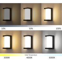 Zyi Modern Outdoor Wall Lights,18W Led Sconce Aluminum Matte Black House Light,Ip65 Waterproof For Courtyard, Garage, Terrace, Porch, Stairs (Black, With Remoter)