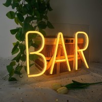 Neon Bar Signs Bar Neon Light Usb Powered Bar Neon Signs For Wall Decor Bright Led Bar Sign With Hang Chain For Home Bar Club Bistro Party Warm White