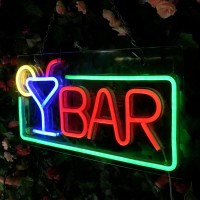 Bar Neon Sign, Bar Led Neon Light Sign Usb Powered Decorative Bar Open Sign For Home Bar Store Party Decor, Includes Business Hours Sign