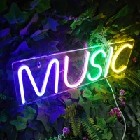 Music Neon Sign, Colorful Music Neon Light Sign, Usb Plug Led Music Neon Lights For Wall Decor, Bedroom, Kids Room,Game Room, Club, Bar, Party Decoration