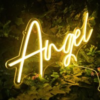 Angel Neon Light Angel Warm White Neon Sign For Wall Decor-Ideal For Home, Bedroom, Baby Room And Club Bar Party Decor