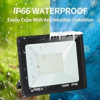 Jrbfa 2 Pack 100W Led Flood Lights Outdoor 10000Lm Led Work Light With Plug 6500K Daylight White Ip66 Waterproof Exterior Out