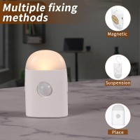 Motion Sensor Led Night Lights Warm White With Adjustable Brightness Rechargeable Battery With Hook And Stickon For Cabinet W