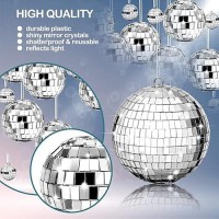 Mtlee Christmas Disco Balls Ornaments Hanging Mini Mirror Disco Balls With Rope Different Size Cake Topper Bulk Disco Themed Par