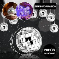 Mtlee Christmas Disco Balls Ornaments Hanging Mini Mirror Disco Balls With Rope Different Size Cake Topper Bulk Disco Themed Par