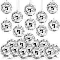 Mtlee Christmas Disco Balls Ornaments Hanging Mini Mirror Disco Balls With Rope Different Size Cake Topper Bulk Disco Themed Par