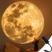 Moon Lamp Projector Night Light, 360? Rotatable Moon Lamp Usb Powered Lighting,Led Moon Light Photography Romantic Cool Gadgets For Selfie,Background,Home Bedroom Decor Moon Fantasy Lovers (Black-1)