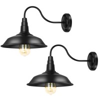 Godorio Black Barn Lights Outdoor, Gooseneck Sconces Wall Lighting, Industrial Wall Mount Light Fixture, E26 Base Wall Lights For Bedroom, Living Room, Porch ,Hallway, Farmhouse (2 Pack)