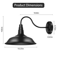 Godorio Black Barn Lights Outdoor, Gooseneck Sconces Wall Lighting, Industrial Wall Mount Light Fixture, E26 Base Wall Lights For Bedroom, Living Room, Porch ,Hallway, Farmhouse (2 Pack)