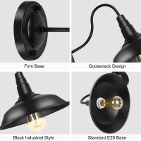 Godorio Black Barn Lights Outdoor, Gooseneck Sconces Wall Lighting, Industrial Wall Mount Light Fixture, E26 Base Wall Lights For Bedroom, Living Room, Porch ,Hallway, Farmhouse (2 Pack)