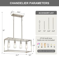 Lanhall 4Light Dining Room Light Fixture Farmhouse Chandelier Brushed Nickel Modern Kitchen Island Pendant Lights Rectangular H