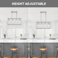 Lanhall 4Light Dining Room Light Fixture Farmhouse Chandelier Brushed Nickel Modern Kitchen Island Pendant Lights Rectangular H