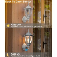 Fudesy Outdoor Wall Light Dusk To Dawn Porch Sensor Light White Plastic Anticorrosion With Led Edison Filament Bulb Exterior