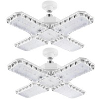 Mutois Led Garage Light, 2-Pack, 100W, 10000 Lumens, E26/E27, 6500K, Adjustable, Garage Workshop Basement Warehouse Barn Ceiling Light