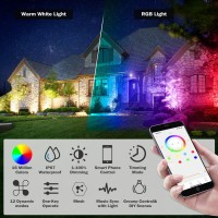 Smart Spotlight Outdoor,15W Backyard Lights With Us Plug,12V App Control Colored Led Spotlights Waterproof,Dimmable Led Yard Light With Timer,Outdoor Led Flood Lights With Music Sync(No Remote Inside)