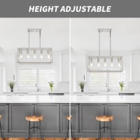 Lanhall 5Light Pendant Lights For Kitchen Island Modern Dining Room Chandelier Linear Rectangular Kitchen Light Fixtures Hangin