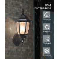 Fudesy Outdoor Wall Light Dusk To Dawn Porch Sensor Light Black Plastic Anticorrosion With Led Edison Filament Bulb Exterior