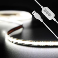 Usb Cob Led Strip Lights 4.92Ft/1.5M,5V 480Leds 1200Lm Dimmable Cob Led Light Strip 5000K Daylight White Cri90 Usb Tv Backlight,Flexible Under Cabinet Tape Light For Bedroom,Kitchen,Home Diy Lighting