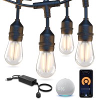 Xmcosy+ Smart Led Outdoor String Lights, 123Ft Patio Lights With 40 Shatterproof Dimmable Edison Bulbs, Wifi & App Control, Work With Alexa, Ip65 Waterproof String Lights For Outside Bistro Porch