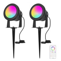 Richsing Color Changing Outdoor Lighting 15W Rgbw Landscape Lights Intelligent App Control Rgb Spot Light For Indoors And Outdoors 2 Pack No Remote