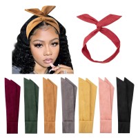 Dreshow 8 Pack Wire Headbands For Women With Rabbit Ears Bow Twist Headband Solid Color Vintage Wire Hair Holder