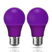 Evastary Purple Led Light Bulbs, A19 Led Black Light Bulb 9W (60W Equivalent), E26 Base Colored Purple Lights, Non-Dimmable, For Halloween Lights, Christmas, Party, Fluorescent Poster, 2 Pack