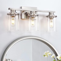 Stambord Bathroom Light Fixtures 3 Light Bathroom Vanity Light Brushed Nickel Vanity Lights Over Mirror With Clear Glass Shade