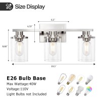 Stambord Bathroom Light Fixtures 3 Light Bathroom Vanity Light Brushed Nickel Vanity Lights Over Mirror With Clear Glass Shade