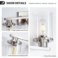 Stambord Bathroom Light Fixtures 3 Light Bathroom Vanity Light Brushed Nickel Vanity Lights Over Mirror With Clear Glass Shade