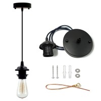 Vtyxctigj Industrial Mini Pendant Light Kit, Edison Retro Pendant, Ul E26 Lamp Socket Vintage Pendant Light Cord, Mini Ceiling Hanging Light Fixtures, Adjustable Hanging Light Kit For Kitchen(Black)